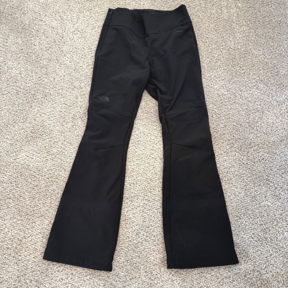 The North Face WindWall Black Softshell Flared Pants Womens 14 Long Side Zip